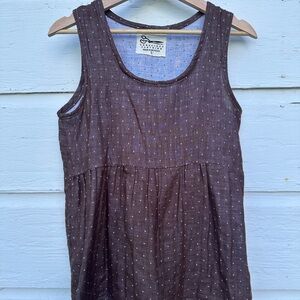 Lightweight Brown Dot-Print Sleeveless Tank Dress